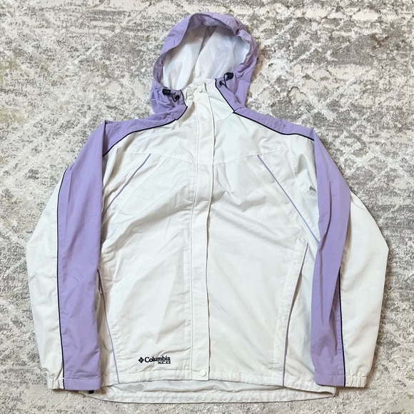 Columbia Women’s XCO Packable Windbreaker Jacket White Purple Size S - Picture 1 of 6